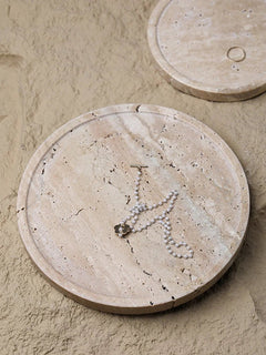 Travertine Stone Tray - Minimalist Organizer for Perfume, Candles and Jewelry - Hurbane Home