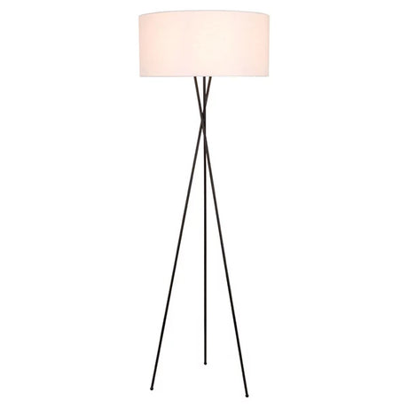 Elegant Lighting Cason Tripod Floor Lamp with Linen Drum Shade
