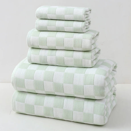 Turkish Towels – 6 - Piece 100% Cotton Checkerboard Bath Towel Set - Turkish Cotton Bath Towel - Hurbane Home