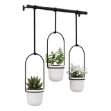 Triflora Adjustable Hanging Planters with Extendable Rod and 3 Pots