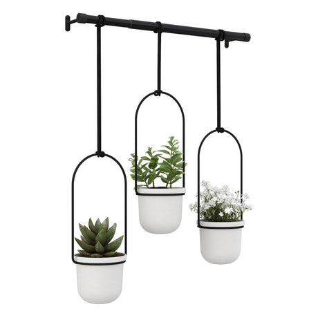 Triflora Adjustable Hanging Planters with Extendable Rod and 3 Pots