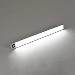 Silver light bar lit cool white showing the frosted diffuser