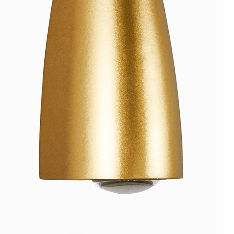 Close view of the brushed gold body showing the waisted profile
