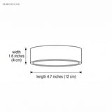 Dimension drawing of the fitting at 4.7 inches long and 1.6 inches wide