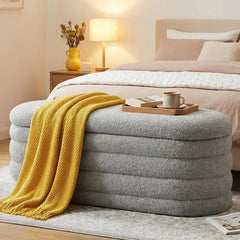 Upholstered Bedroom Storage Bench - Modern Fabric Design for Organized Spaces - Bedroom Storage Bench - Hurbane Home