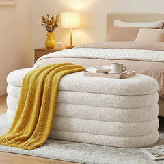 Upholstered Bedroom Storage Bench - Modern Fabric Design for Organized Spaces - Bedroom Storage Bench - Hurbane Home