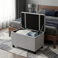 Upholstered Storage Ottoman - Versatile Folding Seat and Hidden Storage Solution - Pouf Stool Ottoman - Hurbane Home
