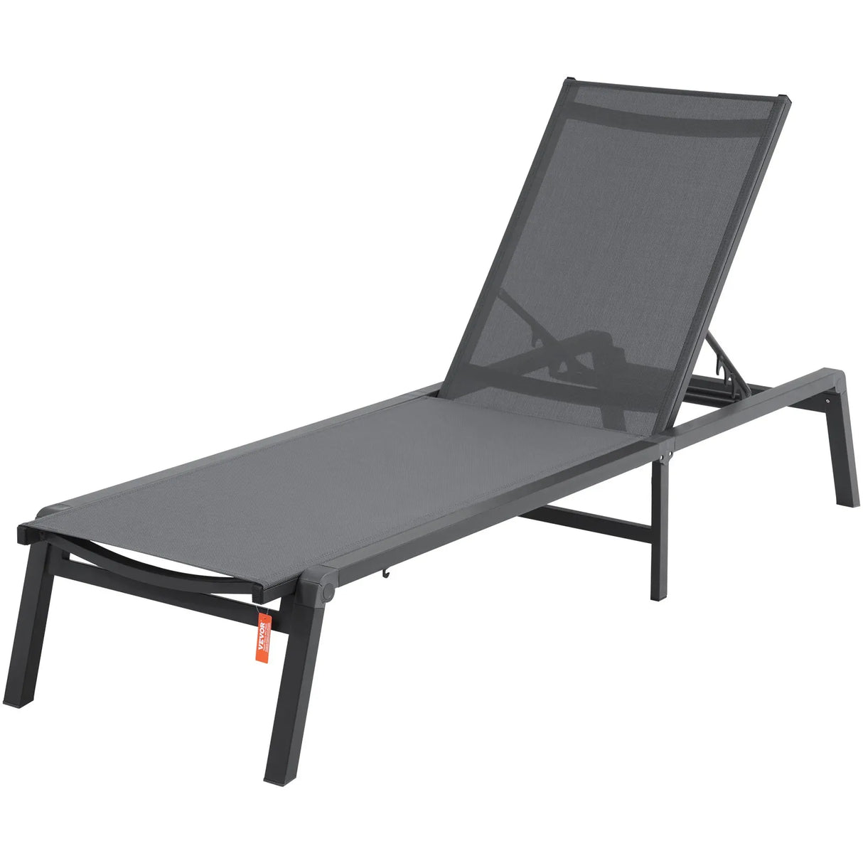 SucceBuy Aluminum Patio Chaise Lounge Chair Foldable 5-Position Dark Gray