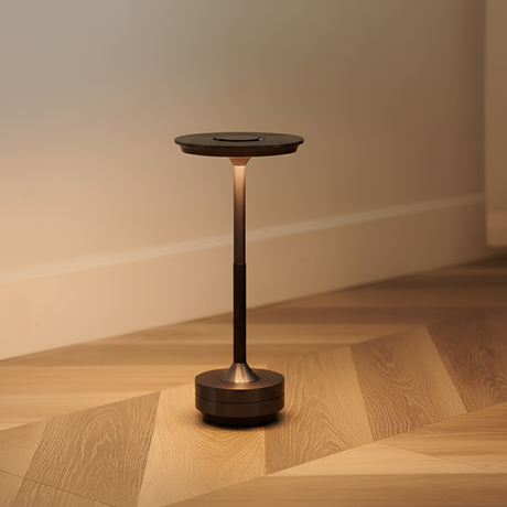 Rechargeable Table Lamp with Dish Shade and Touch Dimming Control