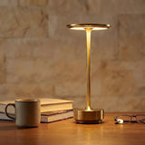 Rechargeable dish table lamp detail view 2 showing finish and construction