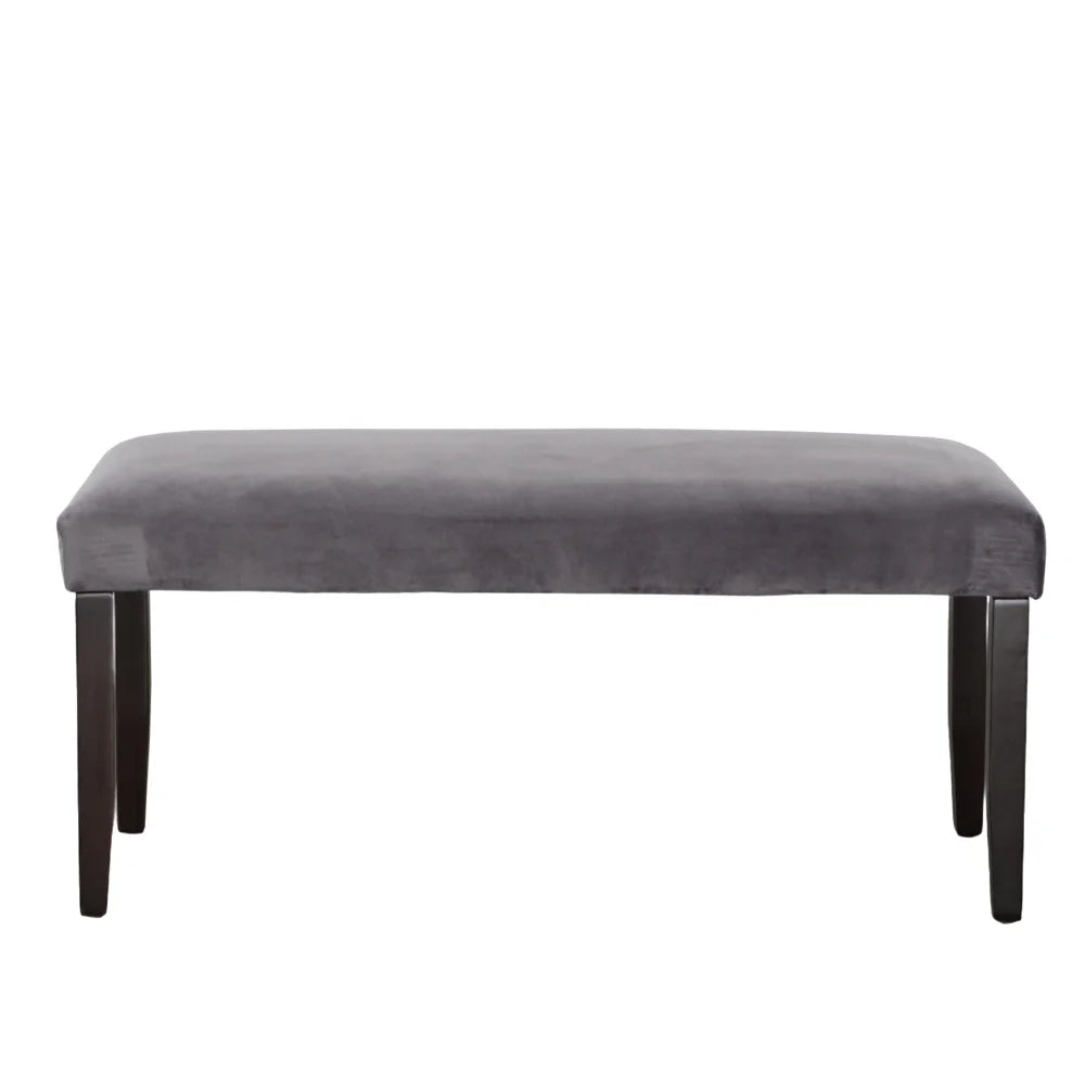 Dining Room Bench – Napoli Gray Velvet Seat With Hardwood Legs.