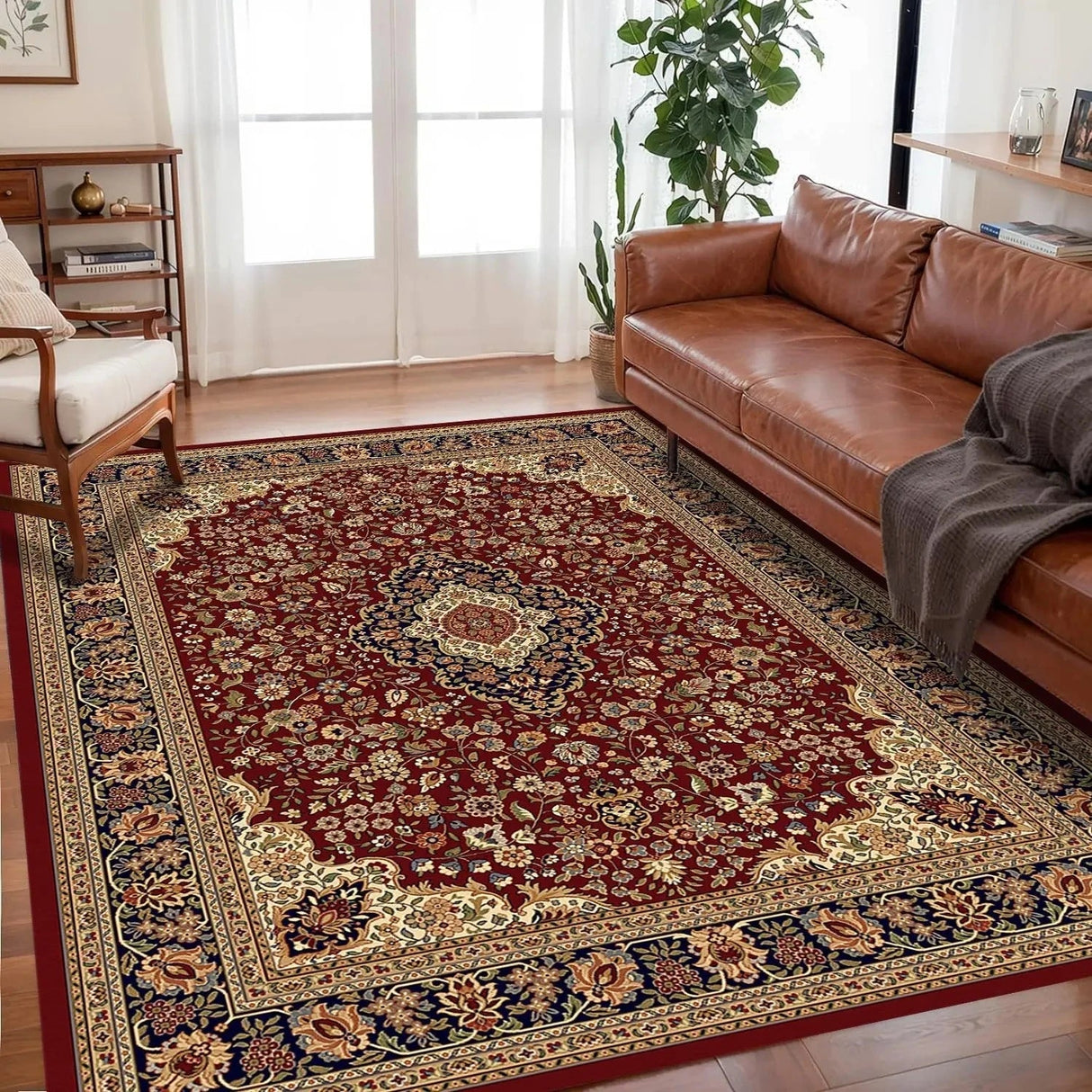 Velvet Rug – VIKAMA Bohemian Print Anti - Slip Large Area Rugs for Living Room - Hurbane Home