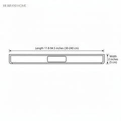 Dimension diagram: linear LED wall light, length 11.8 to 94.5 inches, width 2 inches