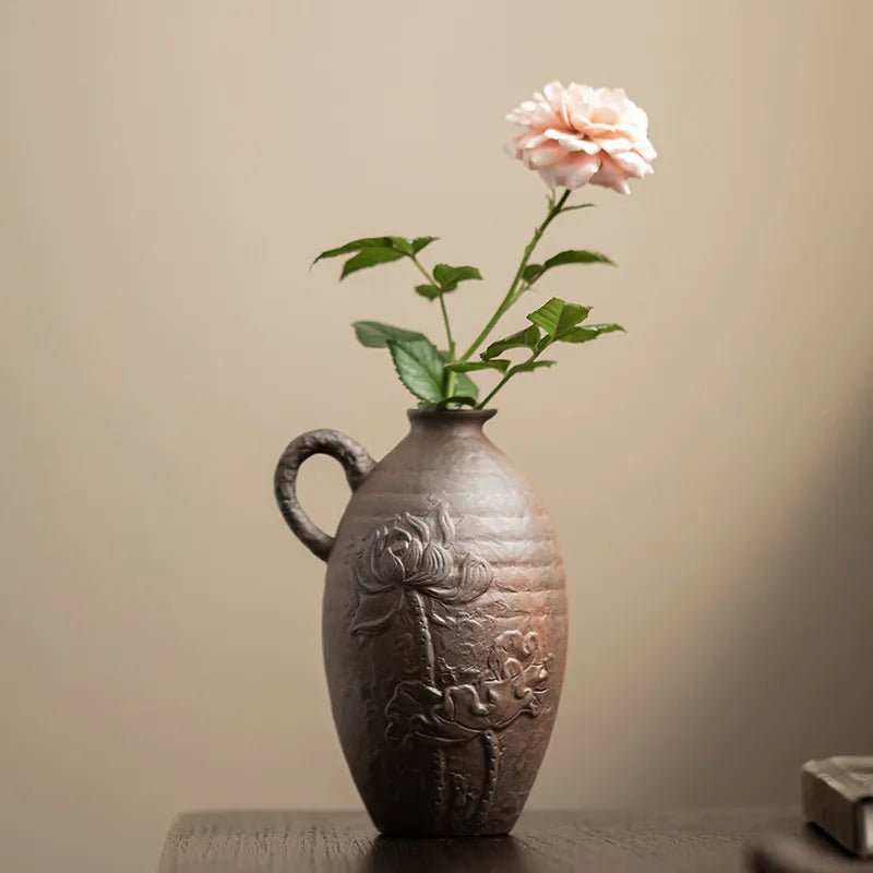 Vintage Ceramic Wall Vase - Textured Design for Stylish Home Decor - Textured Ceramic Vase - Hurbane Home