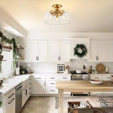 Vintage glass semi flush mount ceiling light angle view