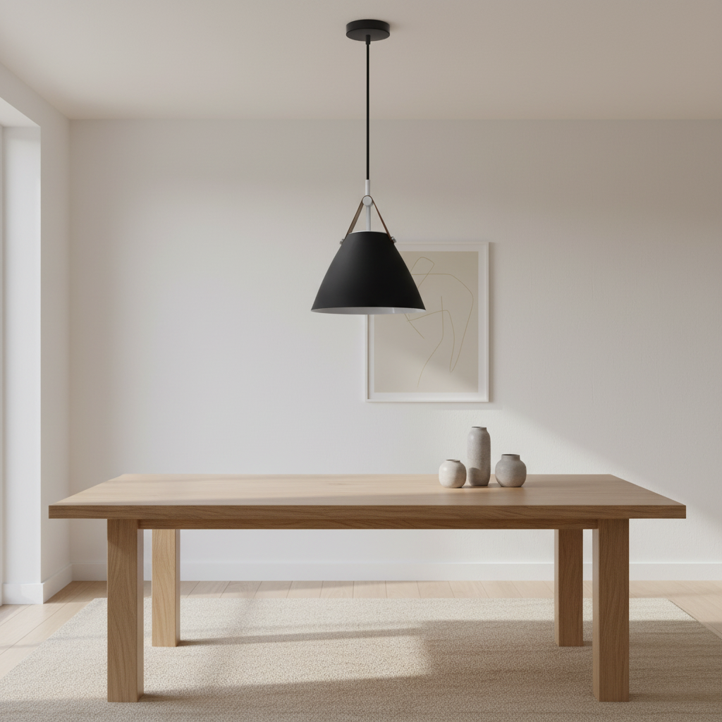 Vintage Industrial Pendant Light With Leather And Iron For Kitchen