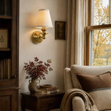 Vintage linen shade wall sconce detail view 6 showing finish and construction
