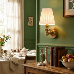 Vintage linen shade wall sconce detail view 8 showing finish and construction