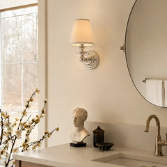 Vintage linen shade wall sconce detail view 14 showing finish and construction