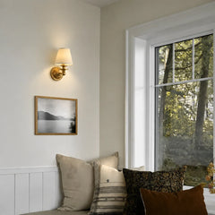 Vintage linen shade wall sconce detail view 15 showing finish and construction