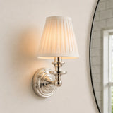 Vintage linen shade wall sconce detail view 17 showing finish and construction