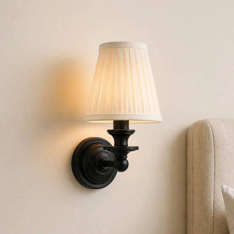 Vintage linen shade wall sconce detail view 18 showing finish and construction