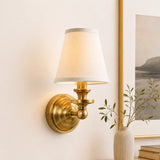 Vintage linen shade wall sconce detail view 19 showing finish and construction