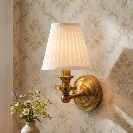 Vintage linen shade wall sconce detail view 21 showing finish and construction