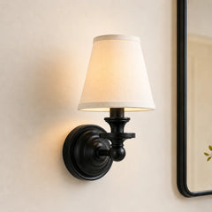 Vintage linen shade wall sconce detail view 22 showing finish and construction