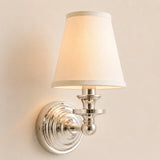 Vintage linen shade wall sconce detail view 24 showing finish and construction