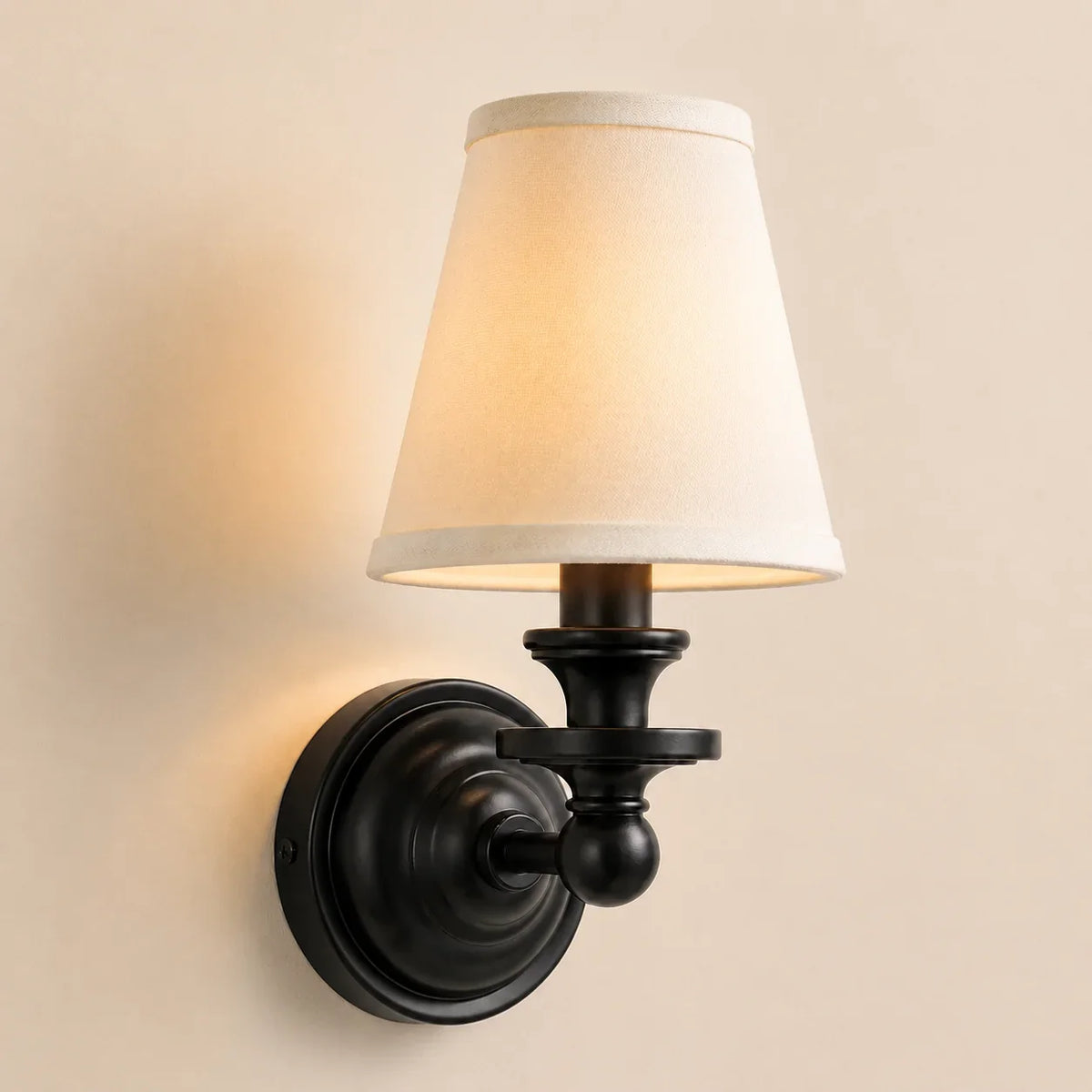 Vintage linen shade wall sconce detail view 26 showing finish and construction
