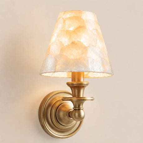Vintage linen shade wall sconce detail view 28 showing finish and construction