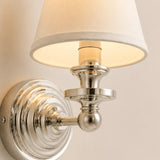 Vintage linen shade wall sconce detail view 29 showing finish and construction