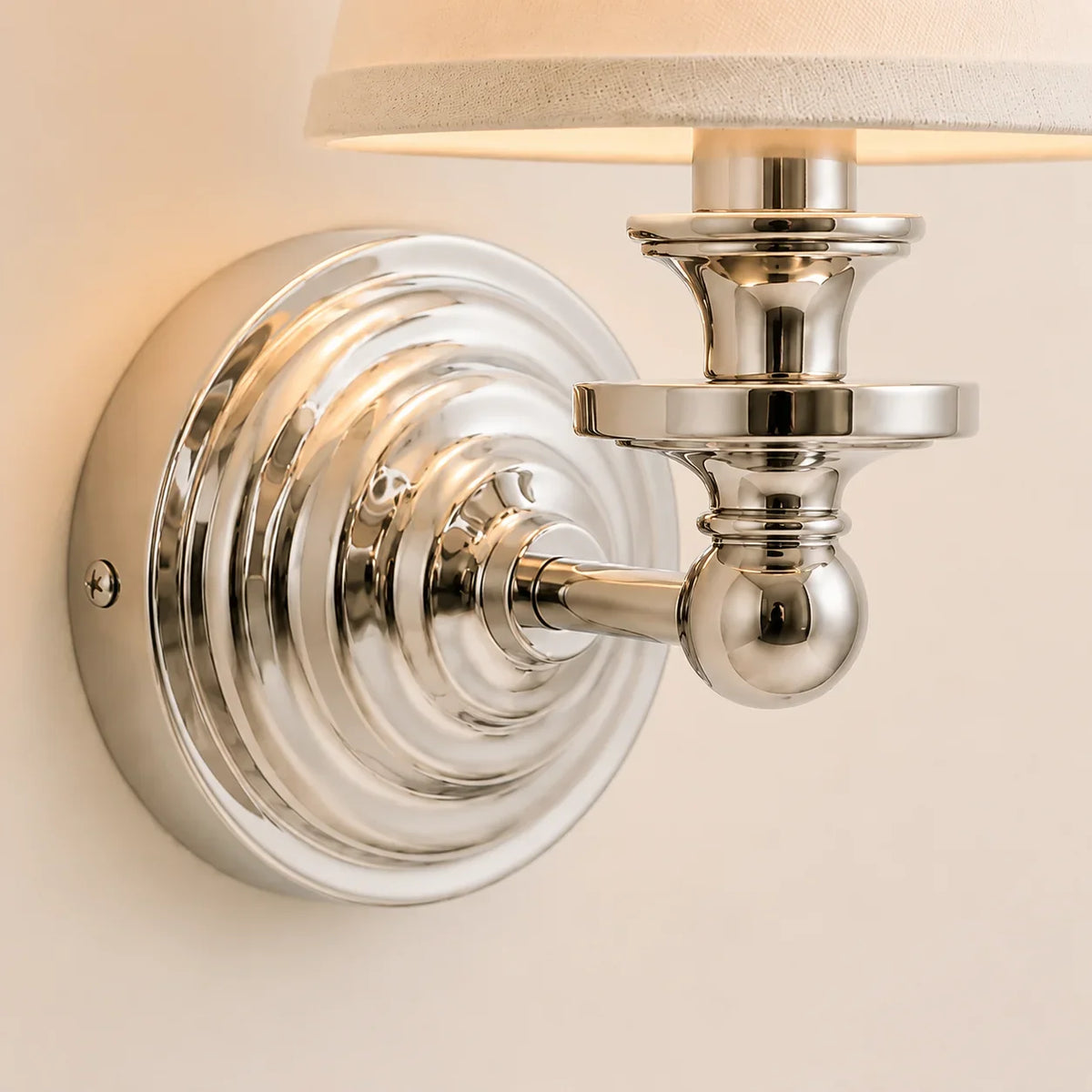 Vintage linen shade wall sconce detail view 30 showing finish and construction