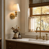 Vintage linen shade wall sconce detail view 2 showing finish and construction