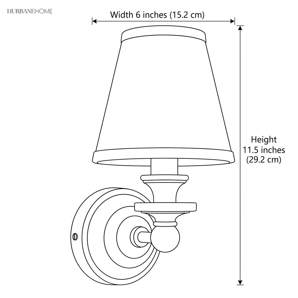 Drawing giving the sconce width 6 inches and height 11.5 inches