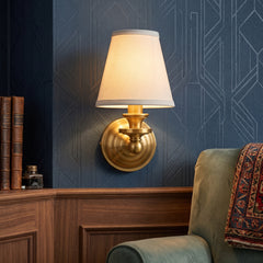 Vintage linen shade wall sconce main product image on a plain background