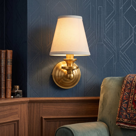 Vintage linen shade wall sconce main product image on a plain background