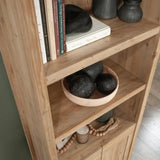 Vintage Wooden Bookcase – Khaki Pine Cabinet with Doors - Rustic Wood Bookcase - Hurbane Home