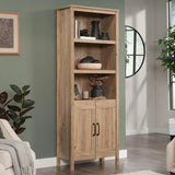 Vintage Wooden Bookcase – Khaki Pine Cabinet with Doors - Rustic Wood Bookcase - Hurbane Home