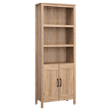 Vintage Wooden Bookcase – Khaki Pine Cabinet with Doors - Rustic Wood Bookcase - Hurbane Home