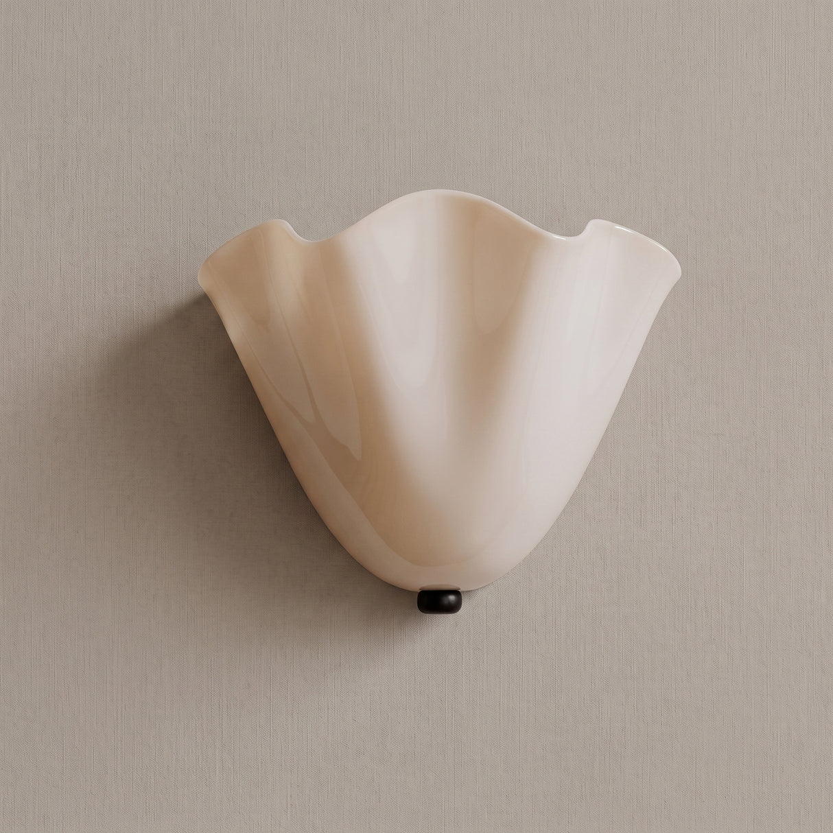 Frosted glass fan shaped wall sconce in cream, front product view