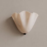 Frosted glass fan shaped wall sconce in cream, front product view