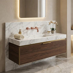 Wall Mounted Bathroom Faucet – Brass Dual Handle Hot Cold Mixer - Wall Mount Bathroom Faucet - Hurbane Home