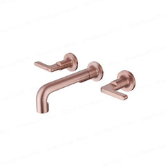 Wall Mounted Bathroom Faucet – Brass Dual Handle Hot Cold Mixer - Wall Mount Bathroom Faucet - Hurbane Home