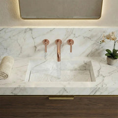 Wall Mounted Bathroom Faucet – Brass Dual Handle Hot Cold Mixer - Wall Mount Bathroom Faucet - Hurbane Home