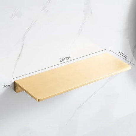 Wall mounted shower towel rack with brushed gold bathroom shelf