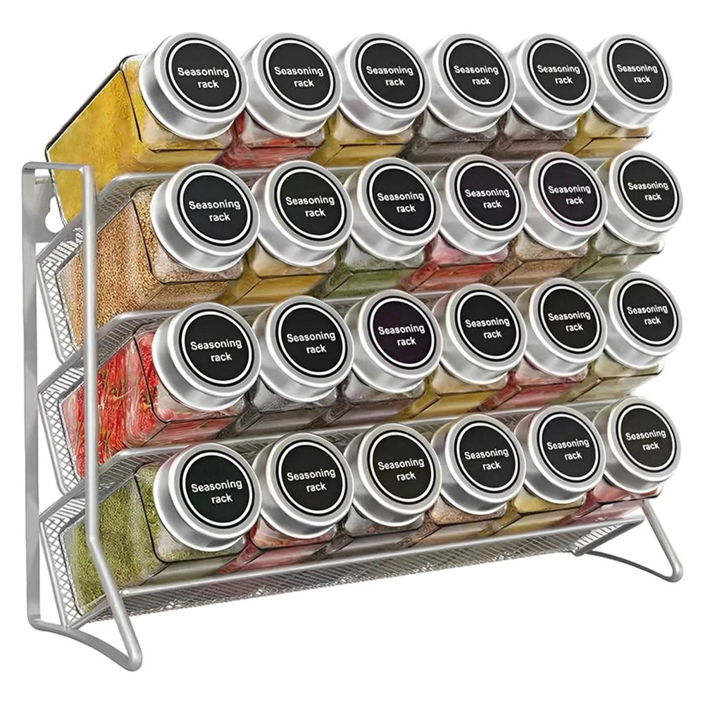 Wall Mounted Spice Rack - 4 Tier Metal Cabinet Organizer Stand - Spice Rack Cabinet - Hurbane Home