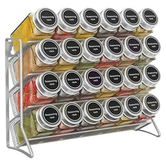 Wall Mounted Spice Rack - 4 Tier Metal Cabinet Organizer Stand - Spice Rack Cabinet - Hurbane Home