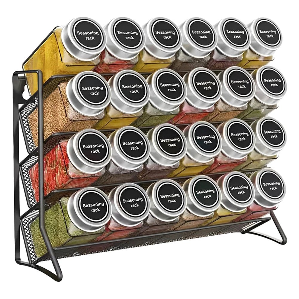 Wall Mounted Spice Rack - 4 Tier Metal Cabinet Organizer Stand - Spice Rack Cabinet - Hurbane Home